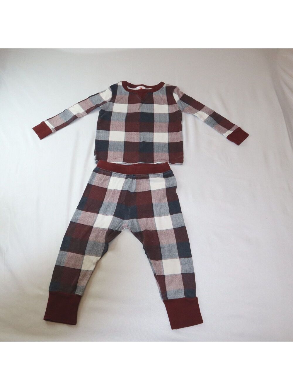 Gerber Boys Pajama Set Plaid Size 2T Burgundy